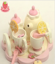 Mother Garden Handmade Wooden Pretend Play Toy--Strawberry Tea Pot Set