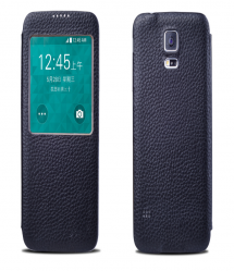 Premium Real Leather S-View Case for Galaxy S5