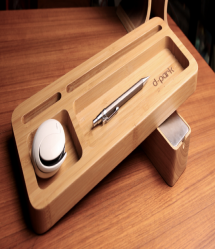 d-park Bamboo Wood Desk Organizer for iPads iPhones Tablets Smartphones