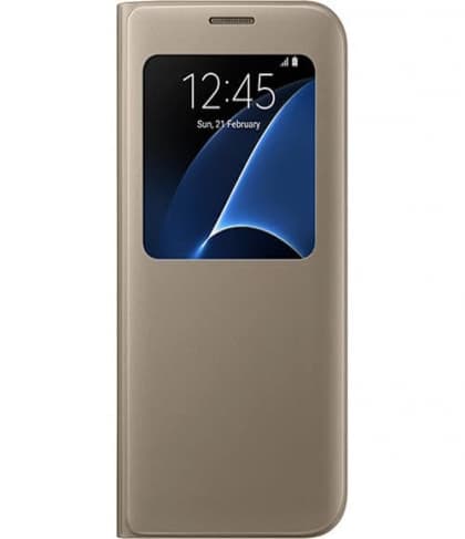 Samsung S-View Flip Cover for Galaxy S7 Edge - Gold