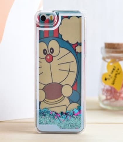 iPhone 4/4S Doraemon Moving Glitter Stars Case