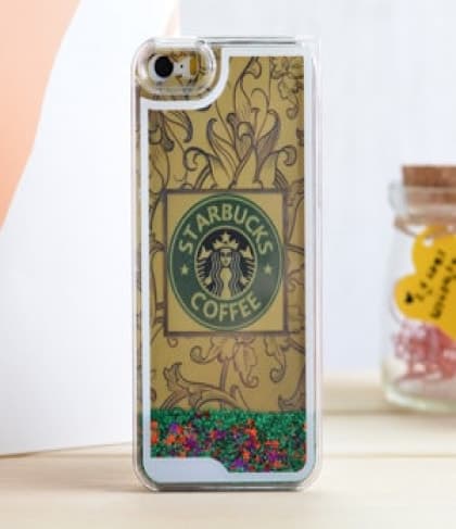 iPhone 5 5s Starbucks Moving Glitter Stars Case