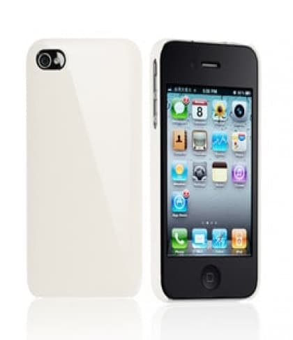 Essential TPE Iro Glossy Cream White UV Coating Snap Case for iPhone 4