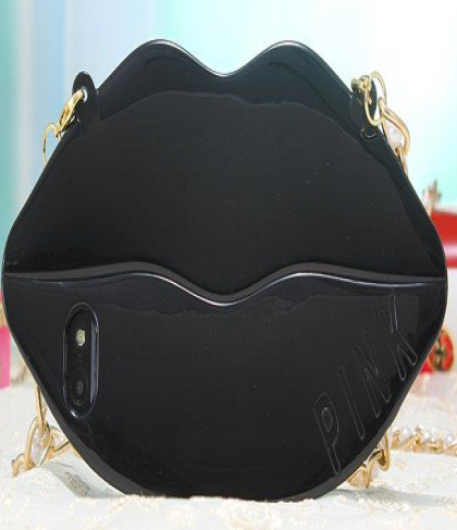 PINK Lips Clutch Purse Necklace Case for iPhone 5 5s