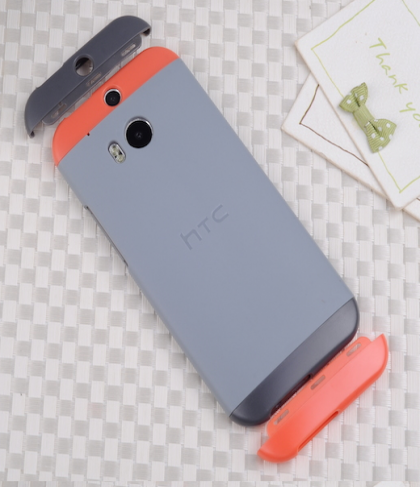 HTC One M8 Original Double Dip Case Light Grey Orange