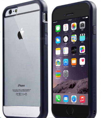 Rock Bumper With Clear Back Apple Logo Case for iPhone 6 Plus