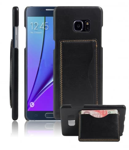 Leather Cardholder Back Case For Galaxy Note 7 Black